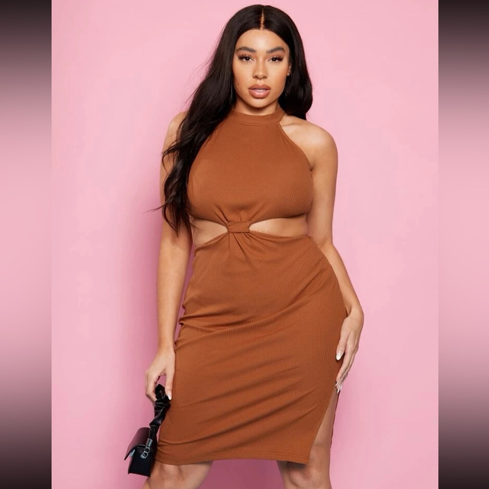 Shein plus size brown cutout dress size 2x size 16